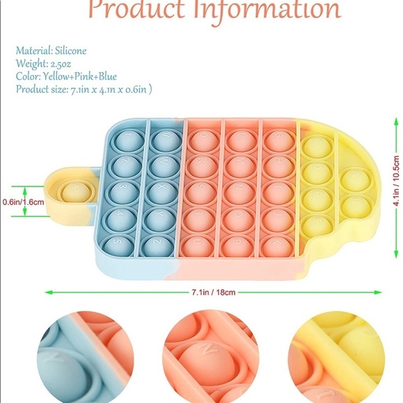 NEW! Push Pop Bubble Fidget Ice Cream Sensory Toy - Picture 3 of 6